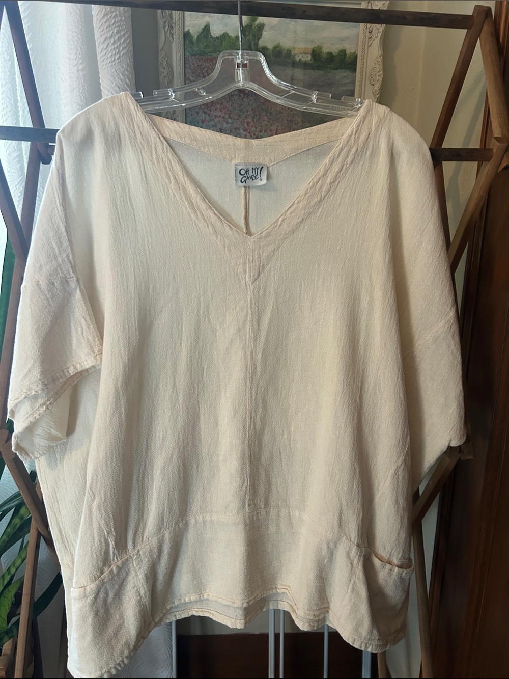 Oh My Gauze! Ivory V-Neck Relaxed Gauzy Tunic